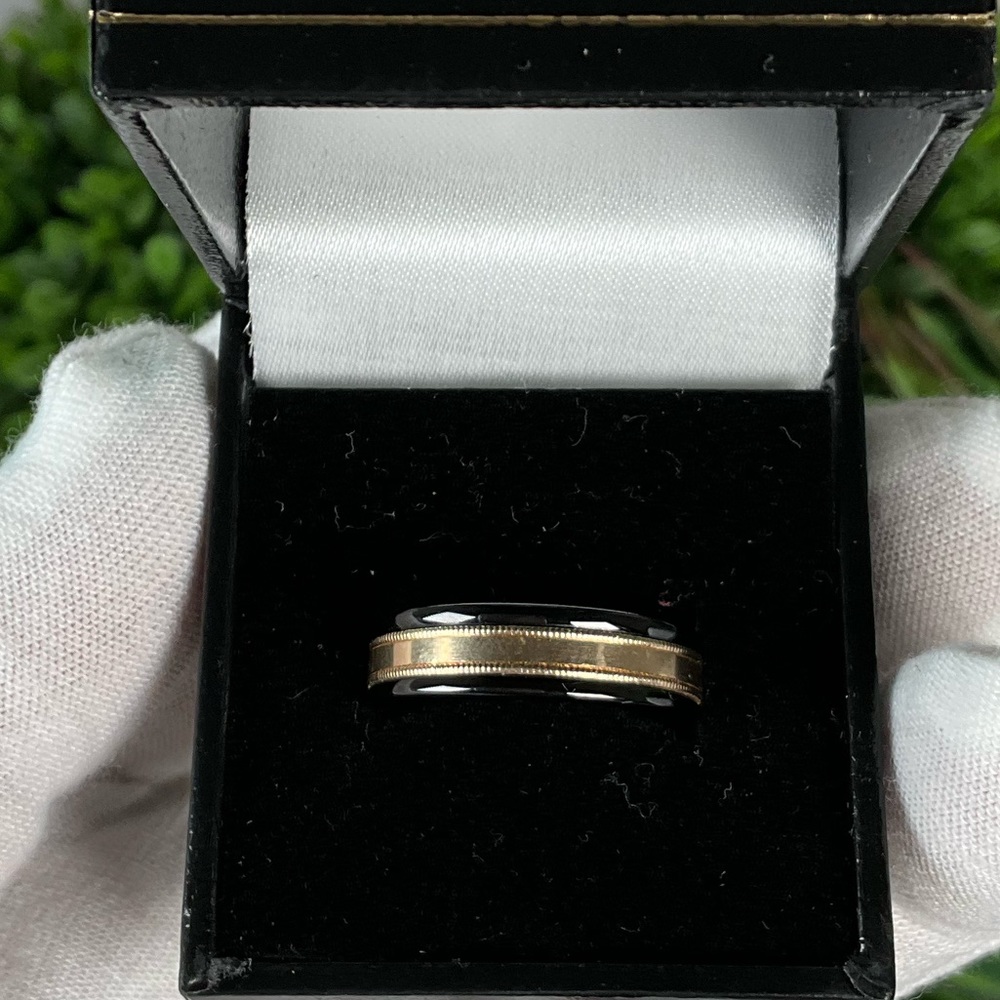 🌟14k Gold🌟 Black Triton Tungsten Carbide  Ring Size 7 -6mm wide